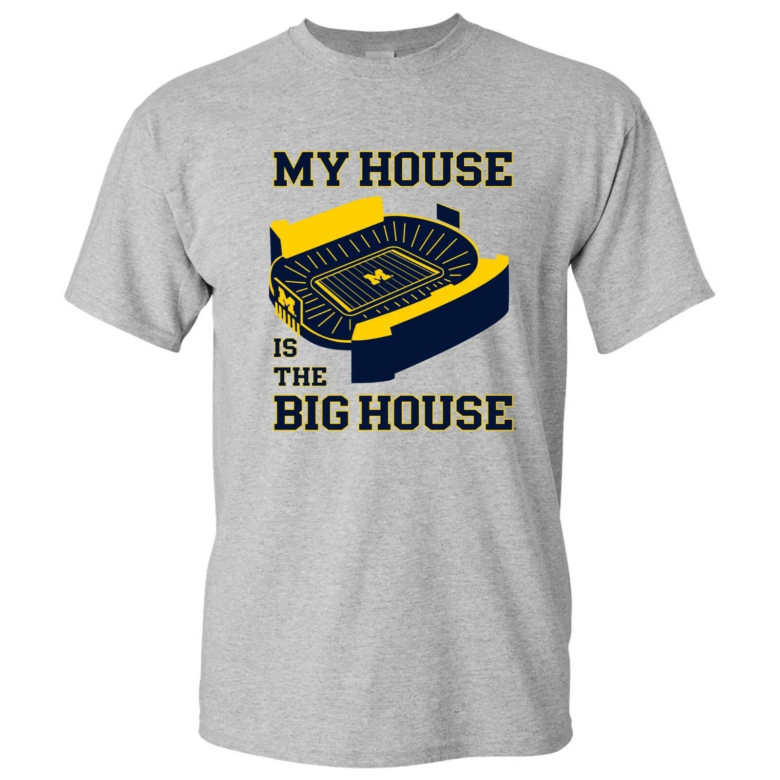 University of Michigan Wolverines My House is The Big House T-Shirt - Sport Grey 3XL