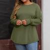 Loose Long Sleeve T Shirt Women Solid Round Neck Medium Top Thumb Hole