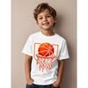 Kids Crewneck Short Sleeve Tee, Red Basketball Drip Print