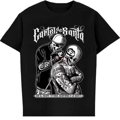 2024 Sommer Tops Herrenbekleidung Cartel De Santa Tattoo T-Shirt Rap Hip Hop