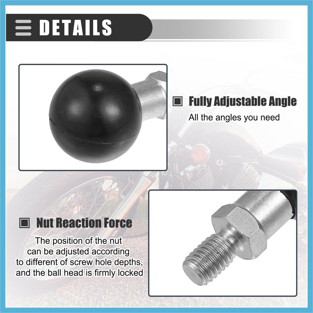 BULLSPANN 25mm Motorcycle Ball Mount Portable Tripod Ball Adapter for Rear View Mirror Screw