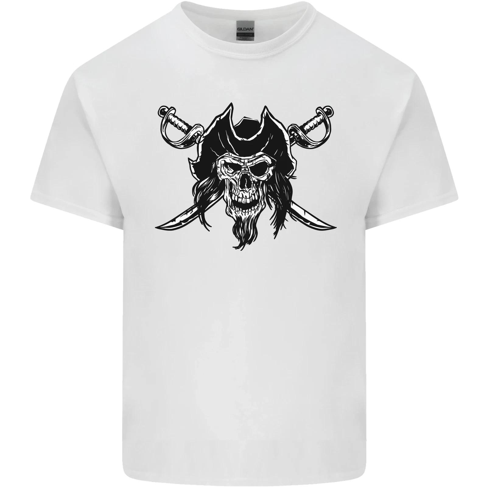 Pirate & Swords Skull Captain Jolly Roger Kids T-Shirt Childrens 3XL