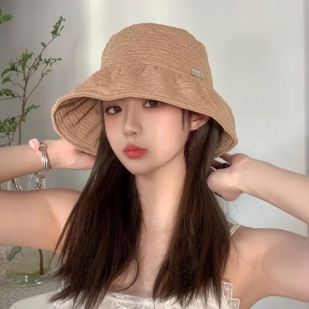 Solid Color Panama Hat Wide Brim Visor Hat Foldable Fishermen Cap  Women