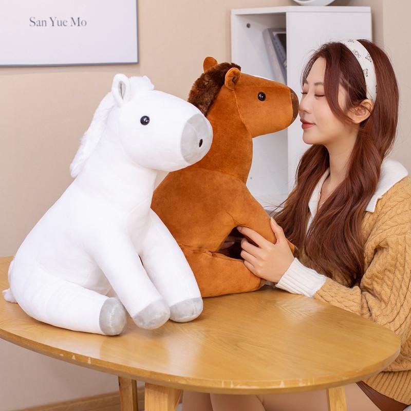 Simulation Sweaty Horse Little White Horse Doll Plush Toy Doll Children Sleeping Pony Doll Birthday Gift