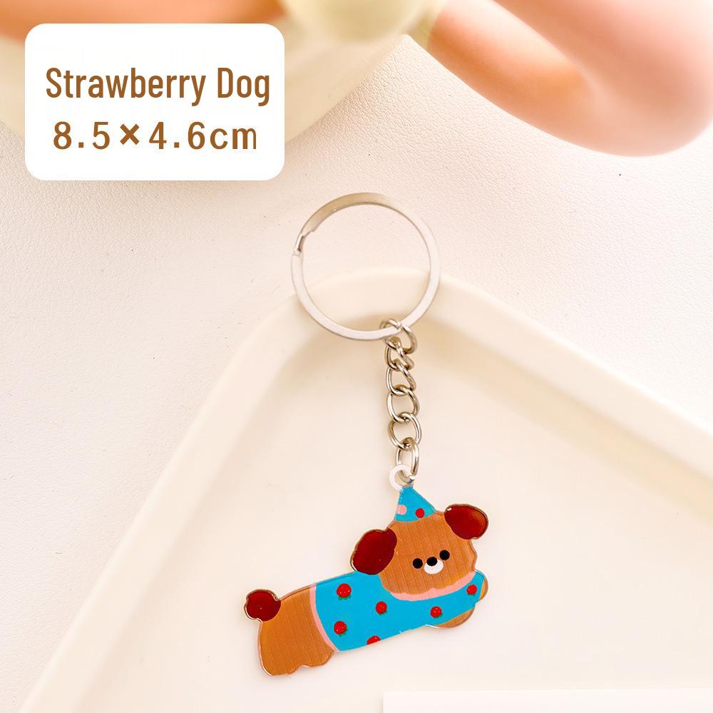 West Highland Terrier Cartoon Acrylic Keychain - Polka Dot Puppy Charm