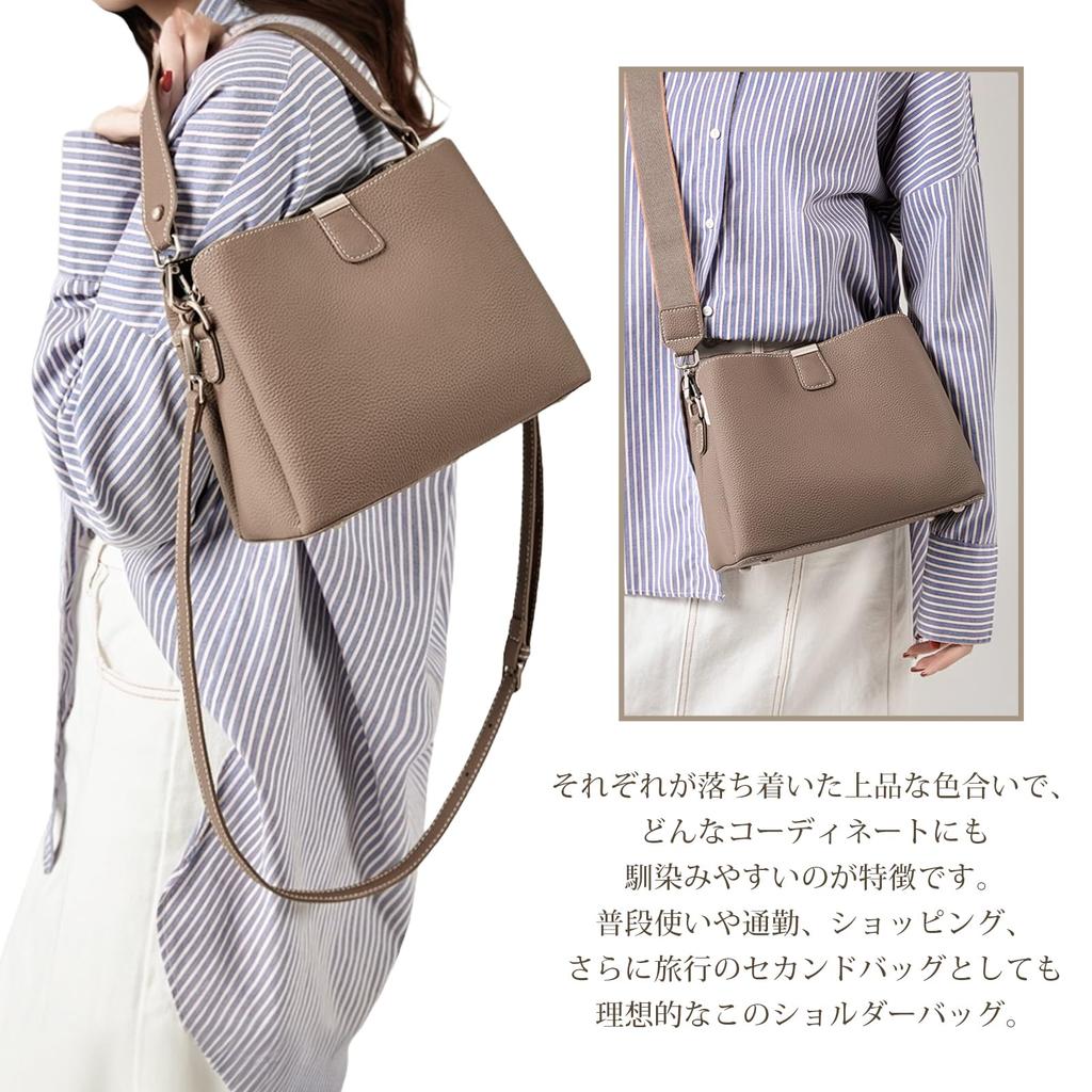 [imeetu] Women's 3-Way Shoulder Bag, Premium Genuine Leather, 3-Compartment Design, Handbag, Crossbody Bag, Shoulder Bag, Handbag, High-Quality Look,