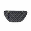 Tory Burch T Monogram Embossed Classic Logo Pattern Zipper Closure Cotton Waist Bag Women Waist Bag Navy-Blue 162094-405