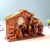 Mini Christmas Nativity Set Holy Family Resin Figurine Statue with Stable Miniature Christmas Nativity Scene Sculptures