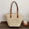 1pcs Hollow Woven Women's Shoulder Bag Commuter Handbag Beach Vacation Handbag Reusable Shopping Grocery Bag