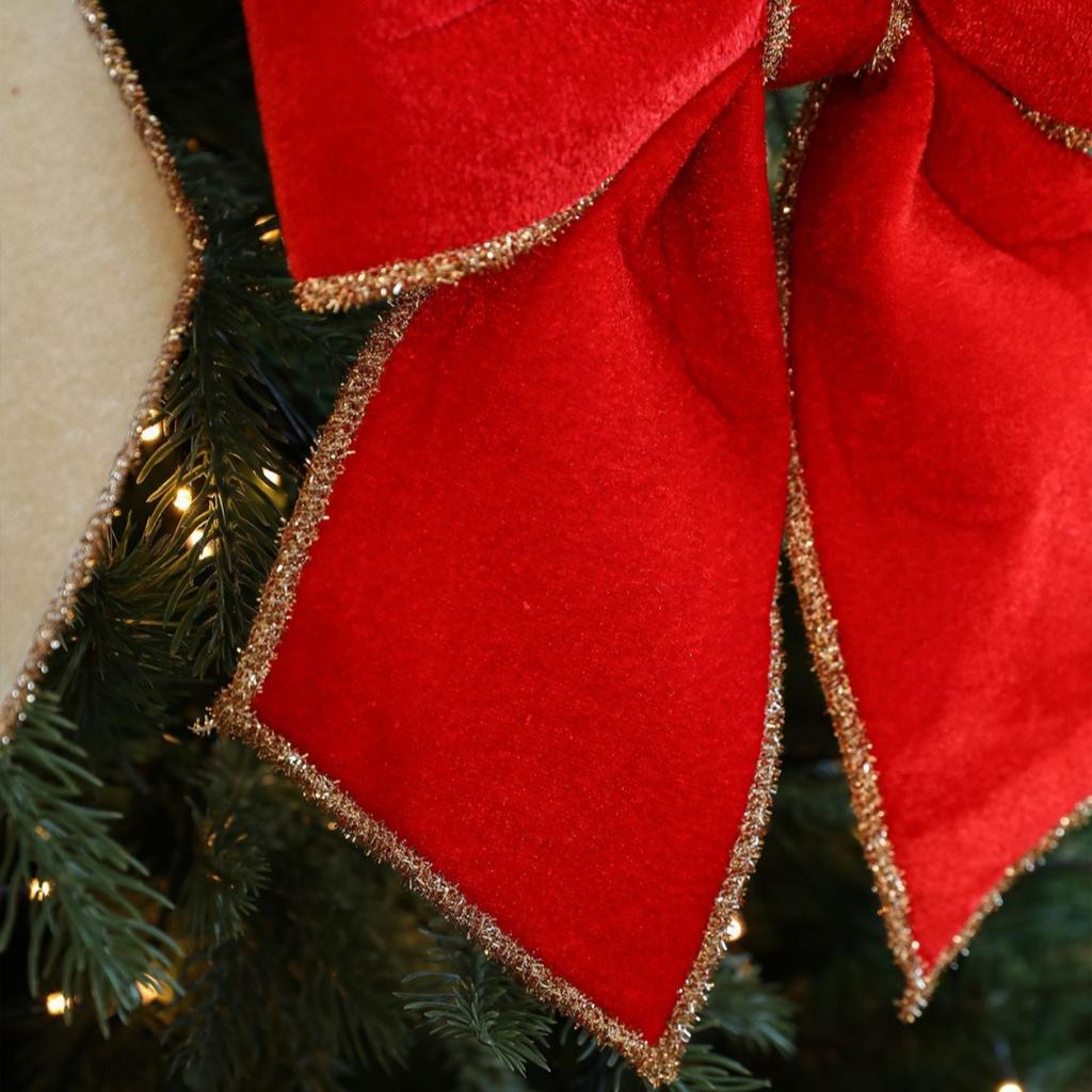 Gold-Edged Christmas Bow Classic Holiday Bow Festive Bow Decoration For Staircases Garlands Mantels