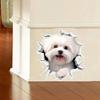 3D Cracked Dog Toilet Stickers Animal Wall Sticker Cute Bathroom Decoration  Christmas Decals