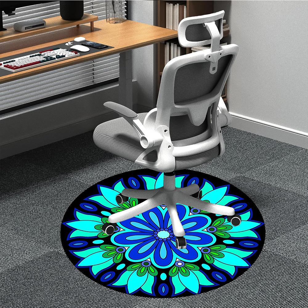 

1pc Floral Mandala Pattern Carpet, Round Non Slip Durable Large Size Office Carpet, Suitable for Office 80cm
