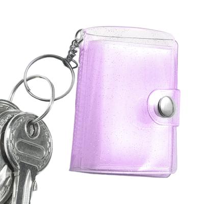 Mini Photo Album Keychain 5x3.5cm 2 Inch Photo Album Transparent Album Binder With 24 Pockets For Kids Wallet Backpack