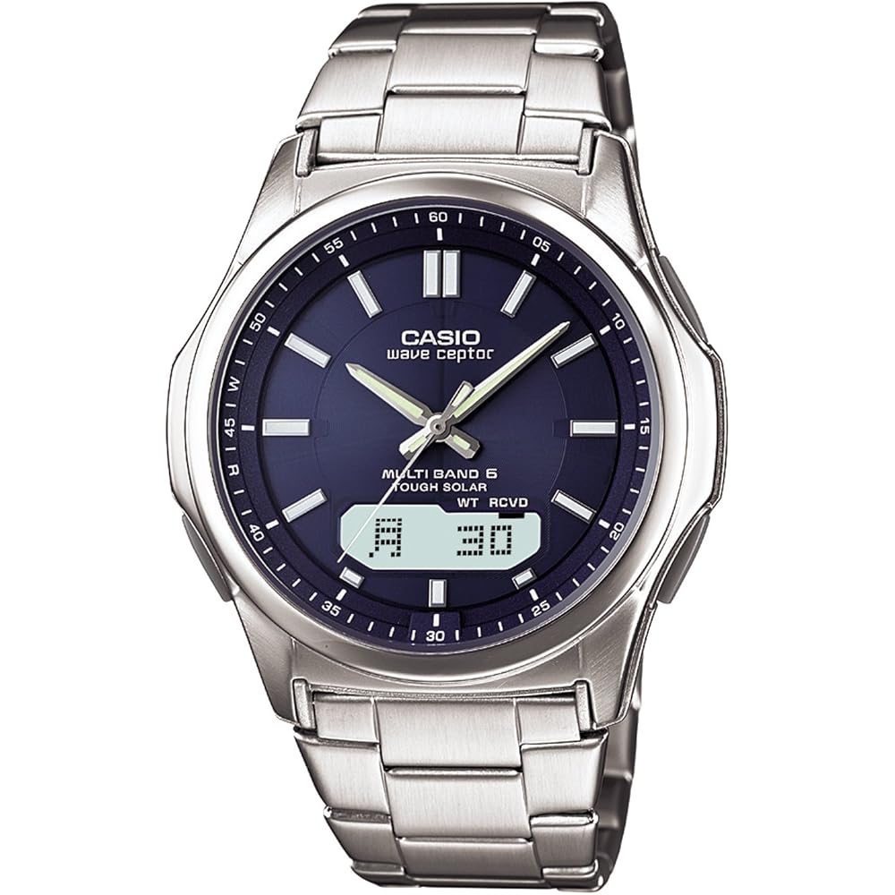 Мужские серебристые радиоуправляемые часы Casio Wave Ceptor WVA-M630D-2AJF с солнечной батареей (Официальный японский продукт)