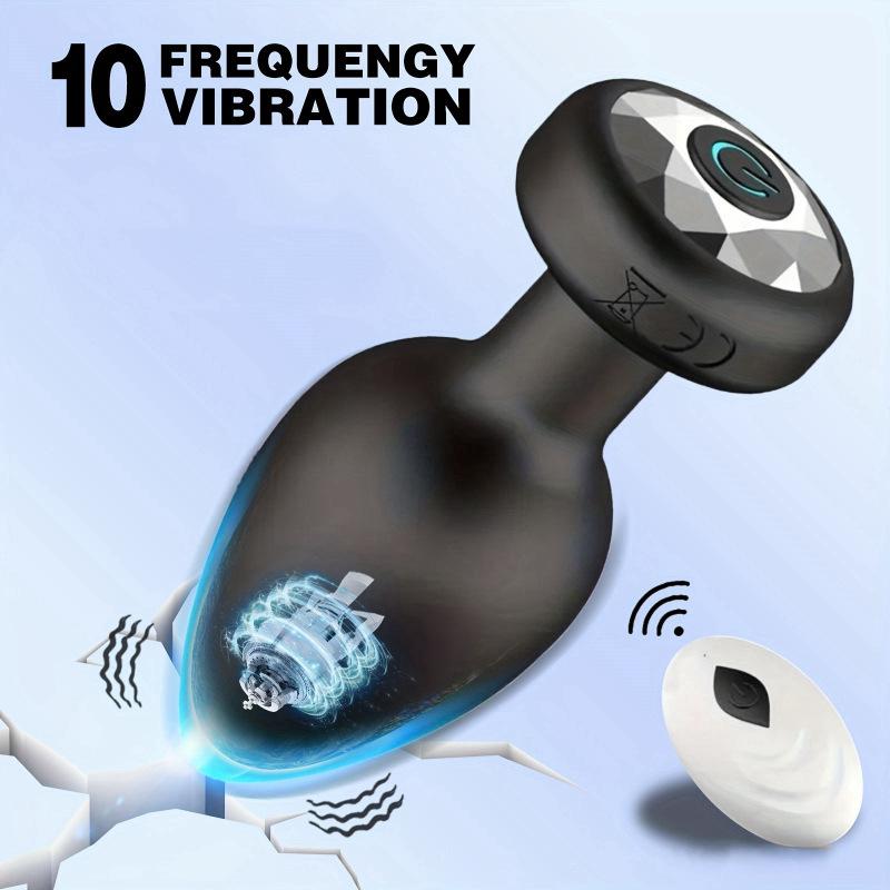Wireless Remote Control Vibrating Silicone Butt Plug with Diamonds for Women