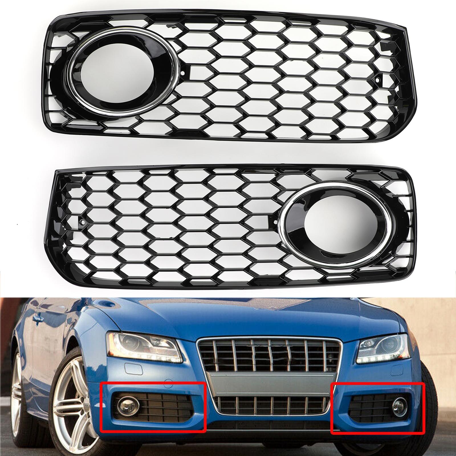 RS5 Style Honeycomb Fog Light Grille Grill Fit A5 S-Line/S5 B8 2008-2012