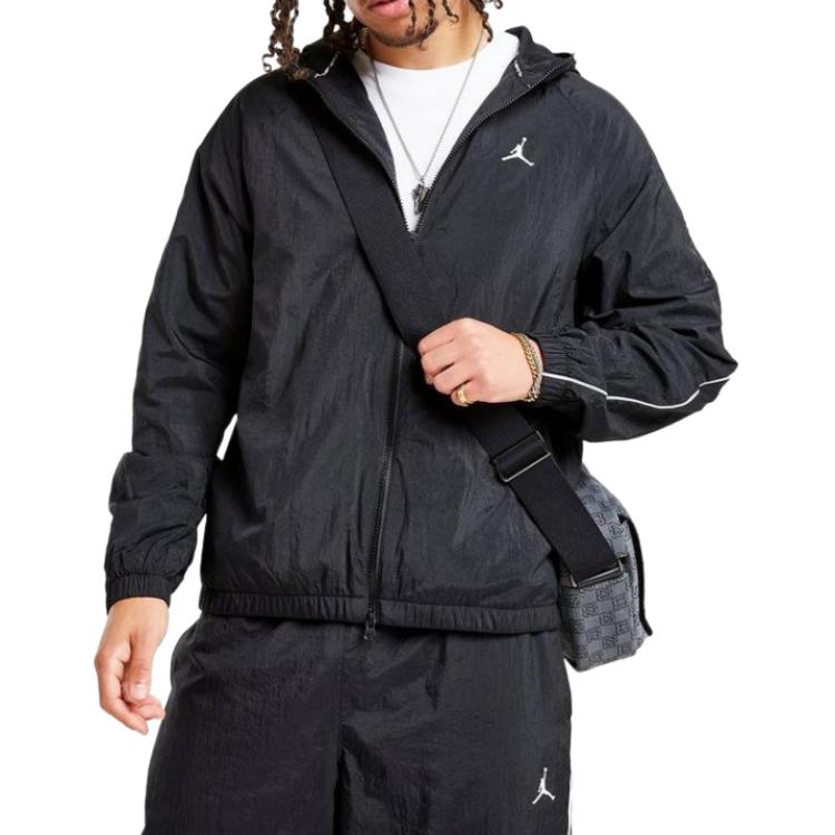 Jordan Hooded Logo Long Sleeve Jacket Men jackets Black IB2241-010