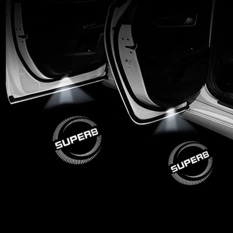 2 STKS LED Auto Deur Welkom Licht Laser Logo Projector Voor Skoda Superb 2009 2010 2011 2012 2013 2014 2015 -2023 Auto Accessoires flzk64