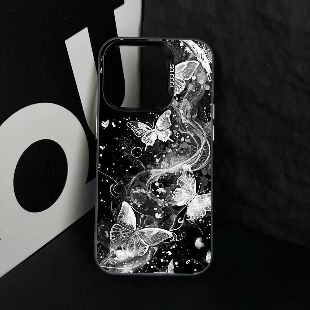 

Dark Butterfly Series Phone Case For iPhone 17,16,15,14,13,12,11 Plus,Pro Max,XS,Colorful Silver Black Cover iPhone12PRO