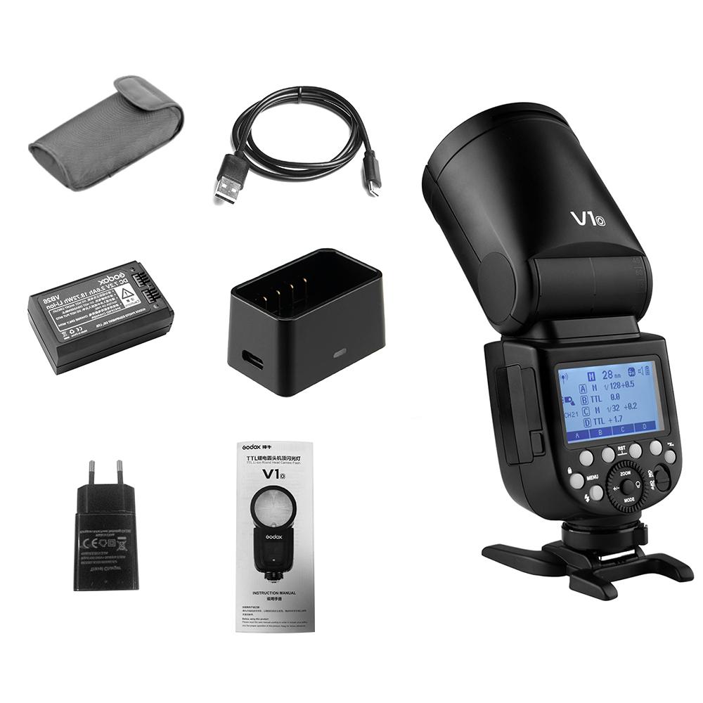 

V1O Профессиональная вспышка для камеры Speedlite Speedlight с круглой головкой, беспроводная 2.4G, совместимая с Olympus EU Plug чёрный