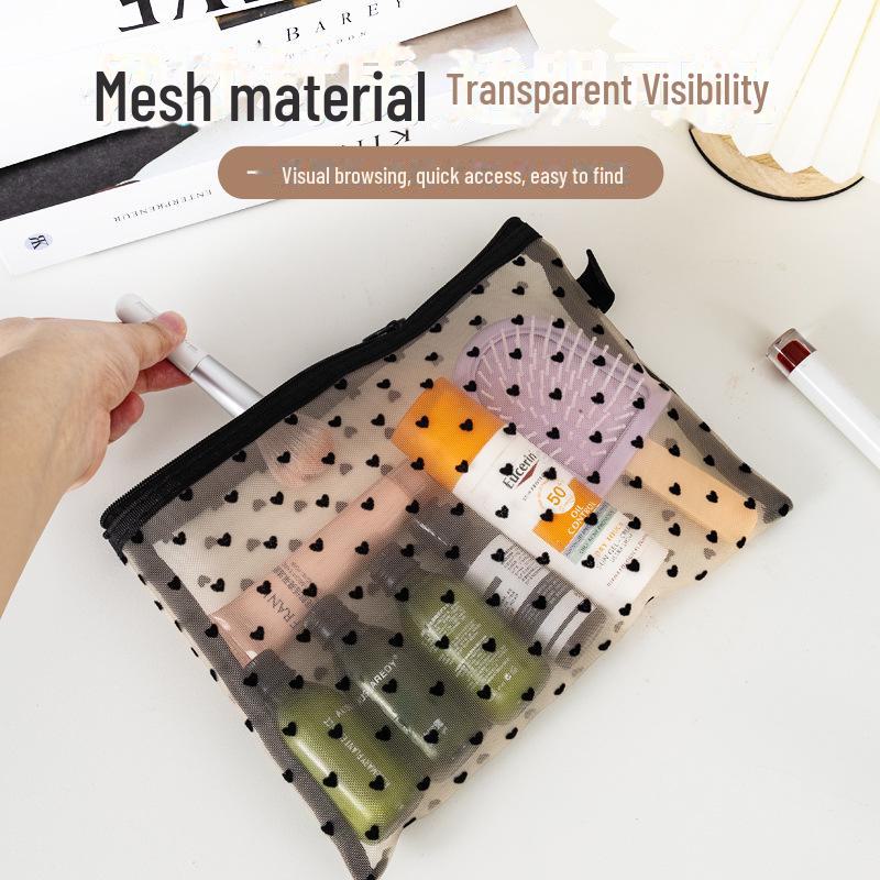 Portable Mesh Cosmetic & Earphone Storage Bag, Travel Toiletries & Lipstick Holder