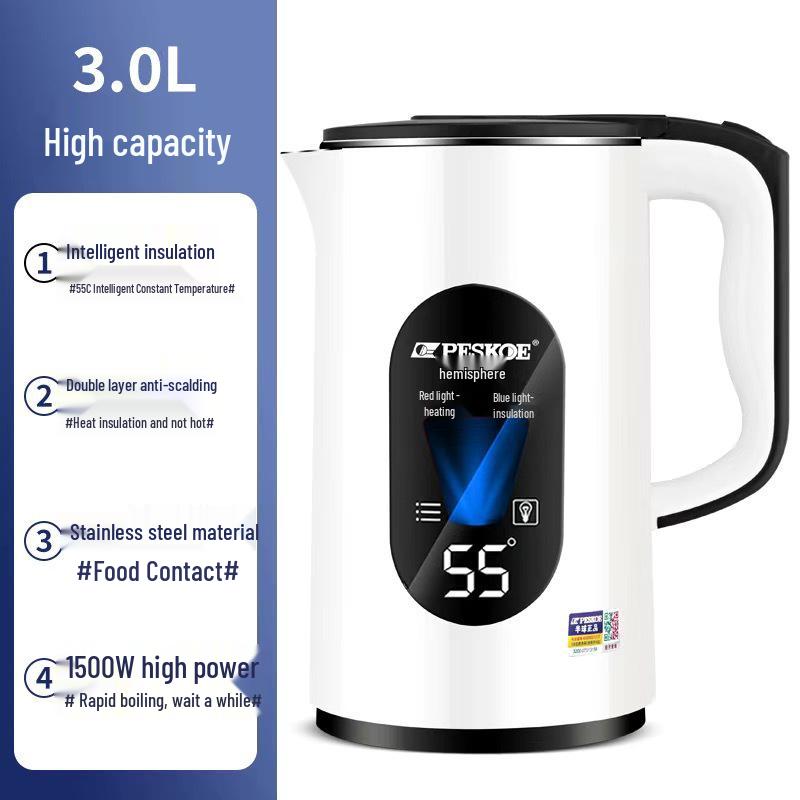 Positive Hemisphere Stainless Steel Electric Kettle with Auto Shut-Off