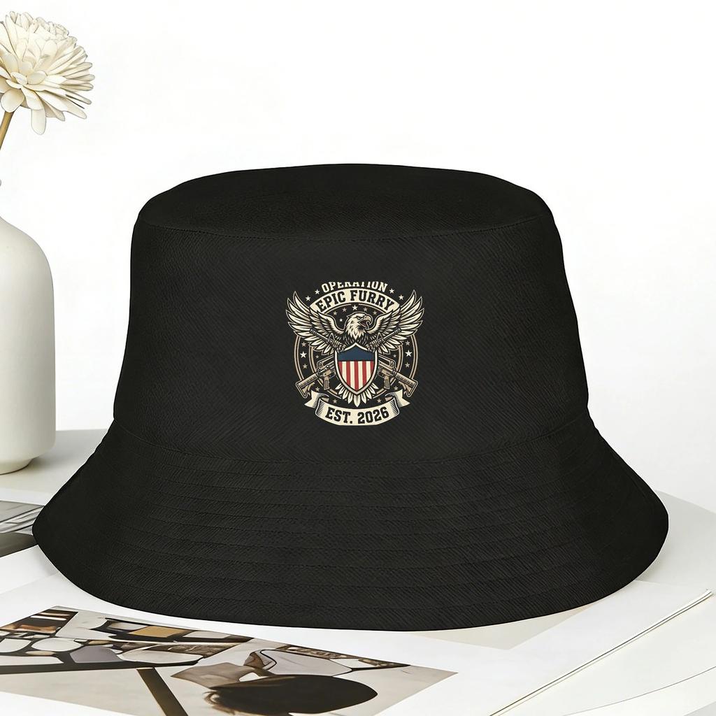 Operation Epic Fury Bucket Hat Hawaii FisherUnisex Caps Foldable Hunting Sunscreen Hats For Unisex Women Classic Custom DIY Cap