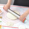 Adjustable Rolling Pin Removable Ring Dough Mat Dough Roller Stainless SteelSilicone Kneading Mat Non-Stick Silicone