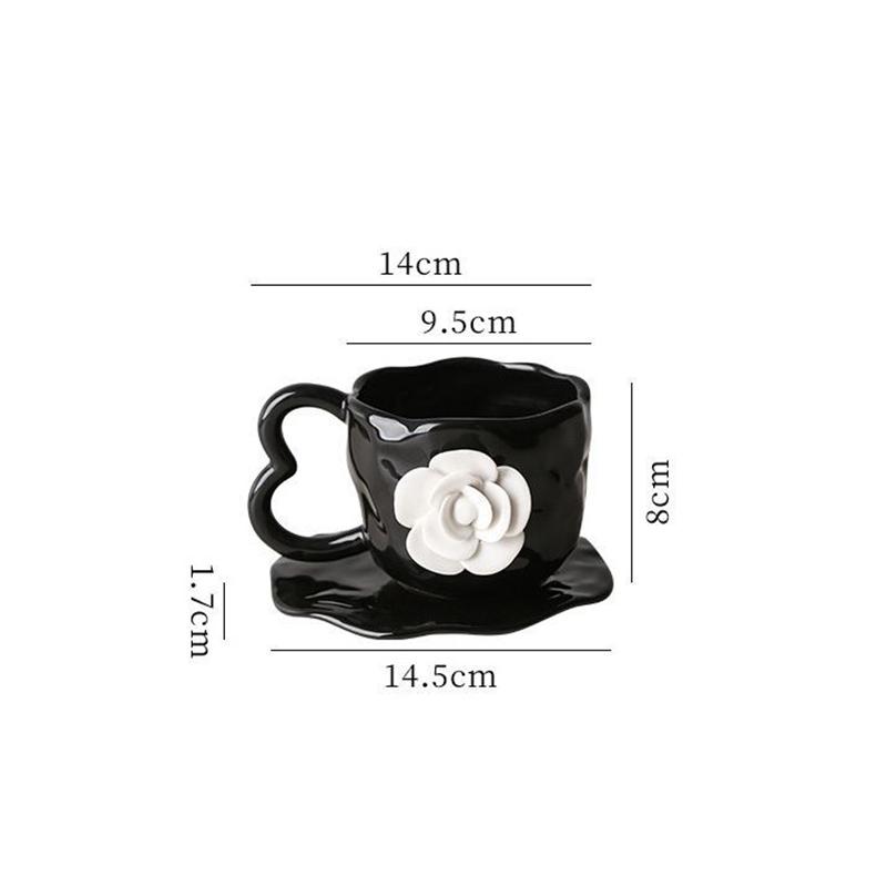 Creative Three-dimensional White Flower Ceramic Coffee Mug Delicate Afternoon Tea Dessert Snack Tea Cup Birthday Gift Home Decor