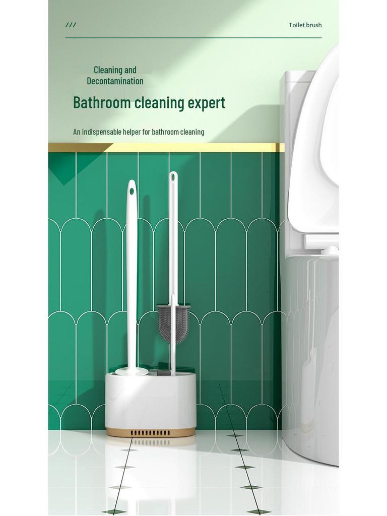Wall-Mounted 3-in-1 Drainable Toilet Brush Set for Bathroom Corner Cleaning