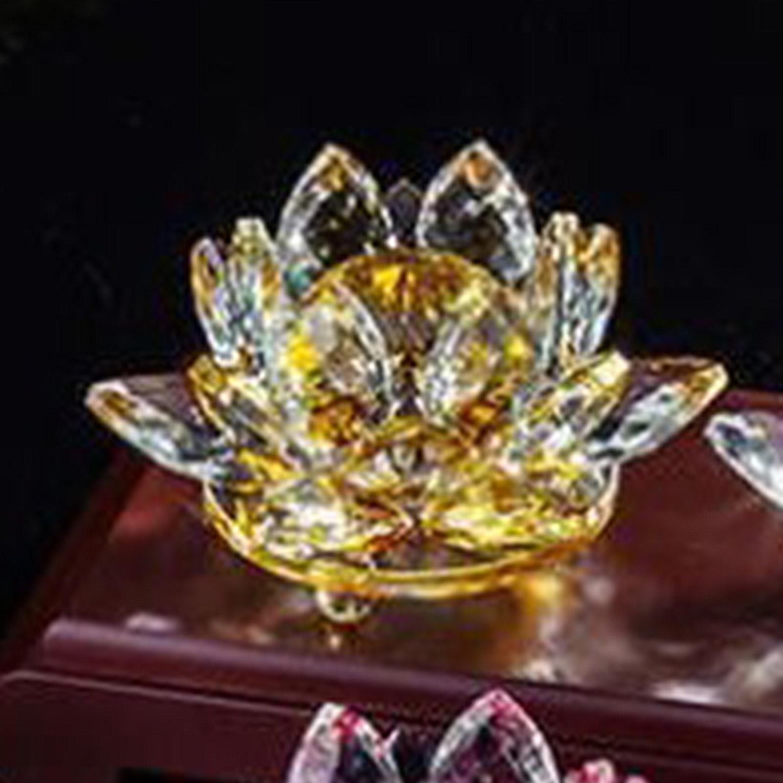 

6.3/8см Хрустальные Фигурки Цветка Лотоса Цветочные Поделки Стеклянные Фигурки на Приборную Панель Автомобиля для Настольного Декора Центрального Элемента Дома Офиса 6.3x6.3x3.8cm жёлтый