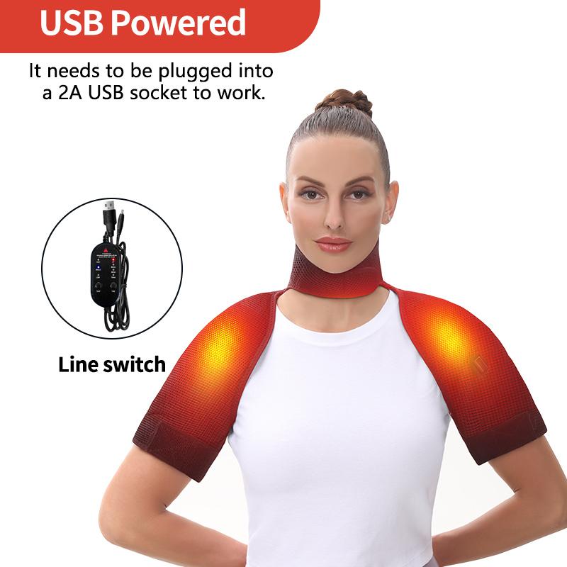 Beheizbarer Schulter-Rücken-Massager 3 Massage-Heizfunktionen Passt für Schultern Nacken Rücken Lindert Nackenschmerzen Muskelzerrungen