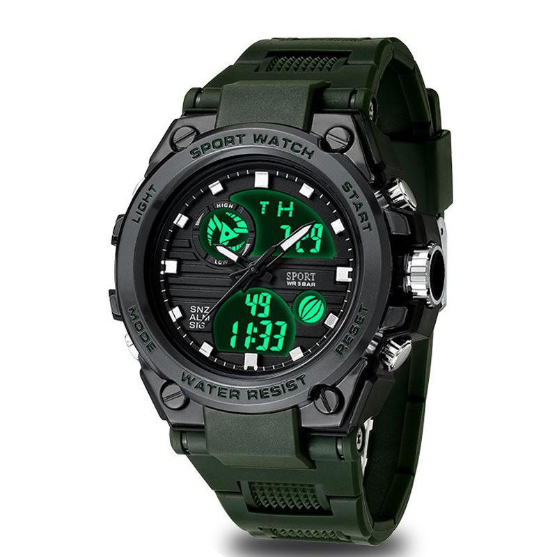 

Multifunctional Quartz Electronic Dual Display Watch Men S Fashion Sports Luminous Electronic Student Watch зелений