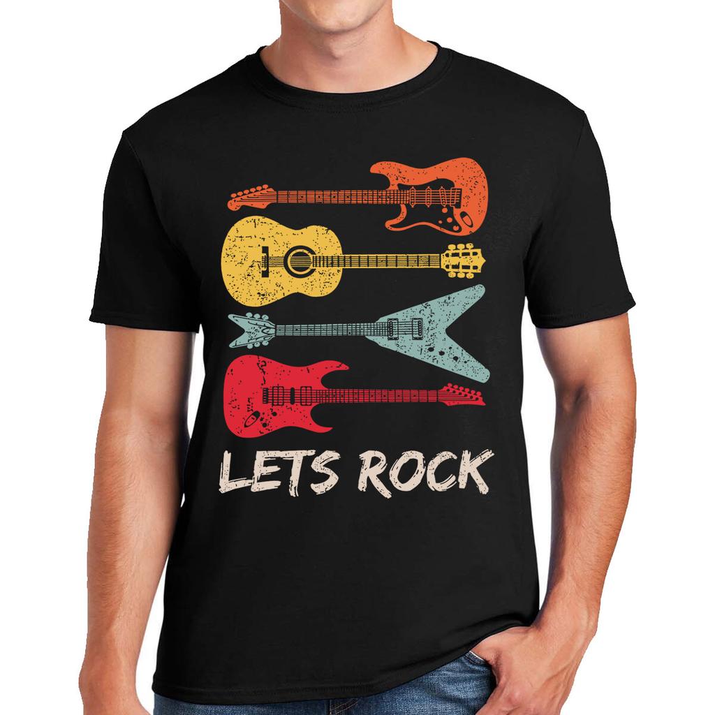 Lets rock mens ladies tshirts music rock metal guitar birthday gift tshirt tee