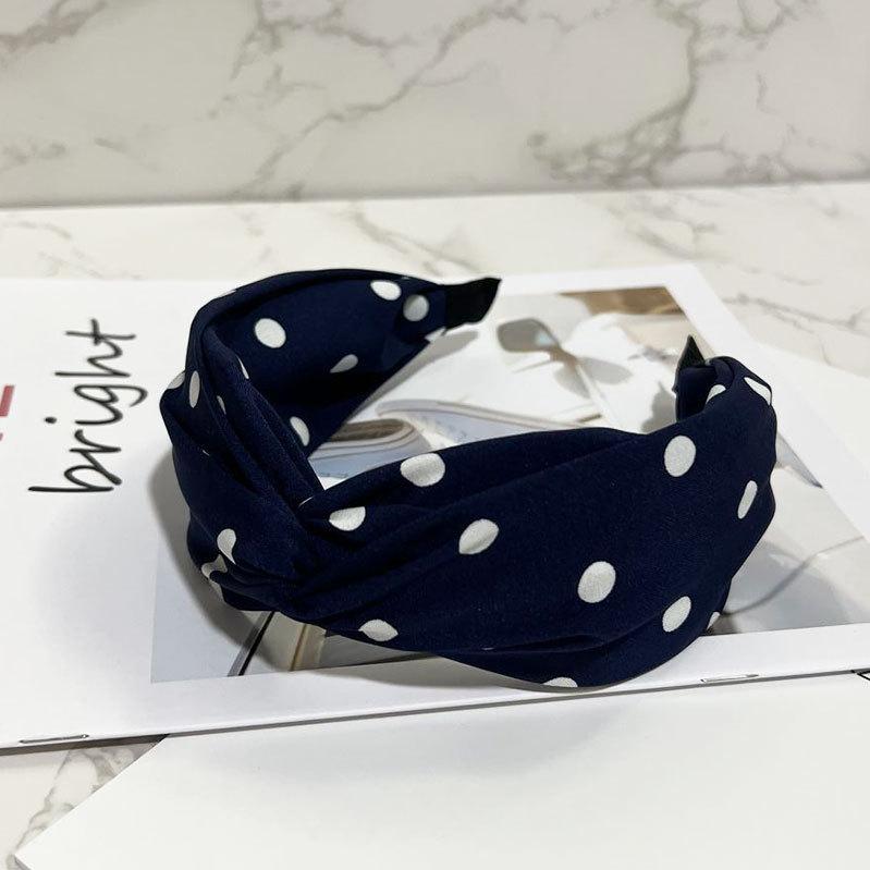 Women’s Cross Wide Edge Polka Dot Middle Knot Double Layer Comfort Hairband Stylish and Durable Headwear Women