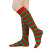 Women Striped Knee-high Socks Colorful Stretchy Knee-length Socks Ribbed Leg Warmers for Costume Party Street Daily Wear