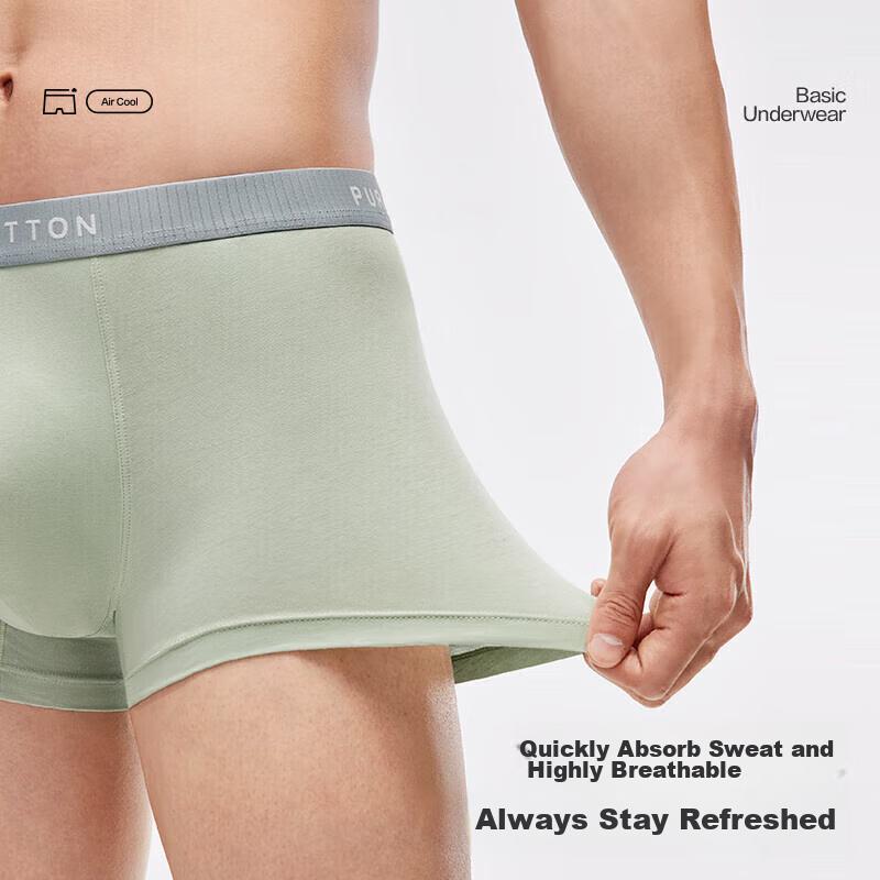 PurCotton New Men's Underwear, Ultra-Breathable with 60 Antibacterial Pads, Ink Gray + Dawn Mist Gray + Heliotrope Blue - High Elasticity, Size 170