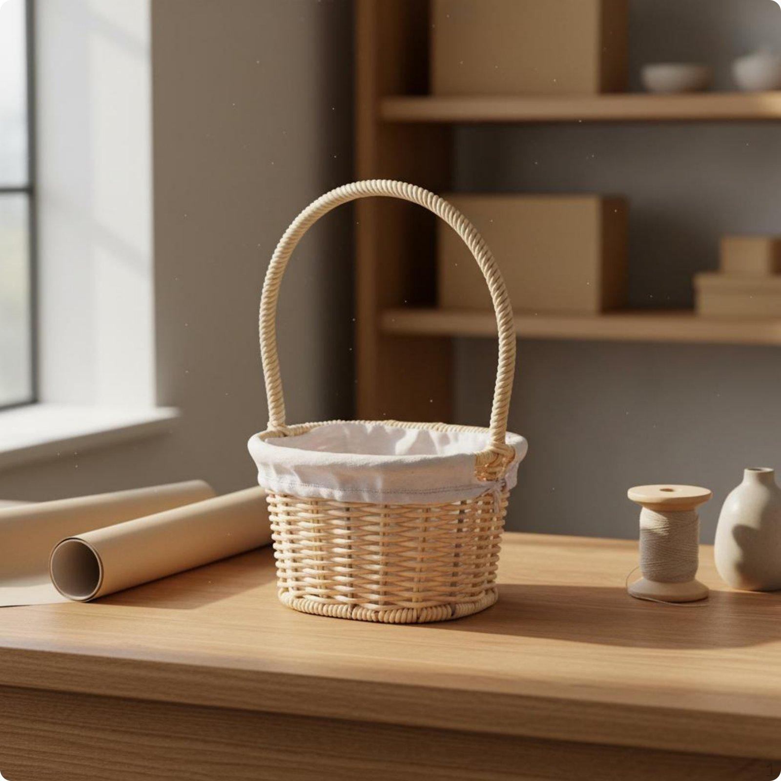 Woven Flower Basket Multi Purpose Storage with Handle Handcrafted Appearance Home 15CM