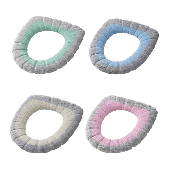 1/4Pcs Toilet Seat Covers Stretchable Thick Soft Padded Toilet Seat Warmer Cushion with Handle