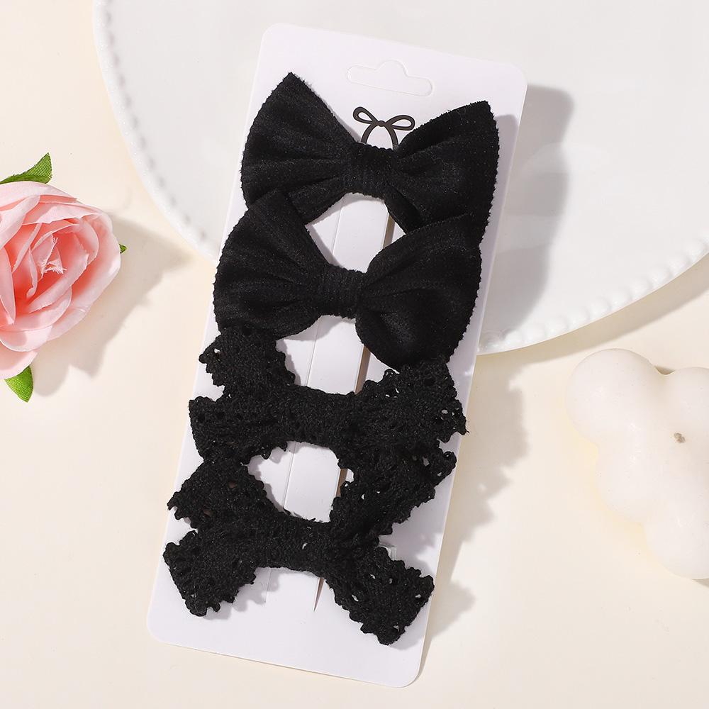 

4 шт./набор однотонные кружевные заколки для волос для девочек ручной работы бархатные банты детские заколки для волос милые головные уборы аксессуары для волос