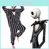 Nightmare Before Christmas Jack Skellington Inspirert Svart Heldragt Pyjamas med Ribbestrikkede Mansjetter