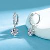 925 Sterling Silver Moissanite Six-Prong Stud Earrings, 18k White Gold, VVS1 Clarity, Super Shiny