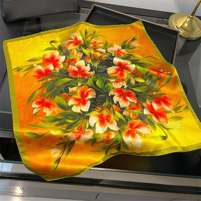 New 100% Natural Real Silk Scarf Women Bandana Square Scarves Wrap Kerchief Mulberry Fashion Luxury High Quality Hijab For Lady