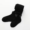 2024 Spring & Autumn Cable Knit Bow Leggings for Girls - Striped Tights with Open Crotch