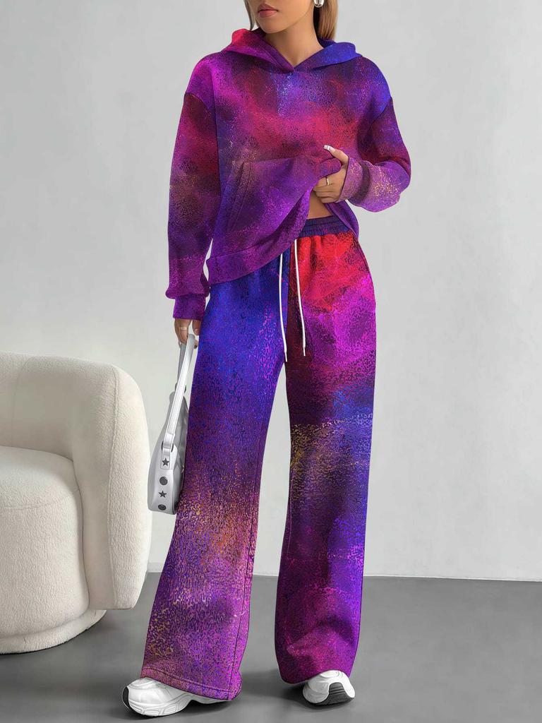Vertigo European And American Autumn And Winter Casual Long-Sleeved Suit Women'S Hooded Sweater Trousers Two-Piece Set