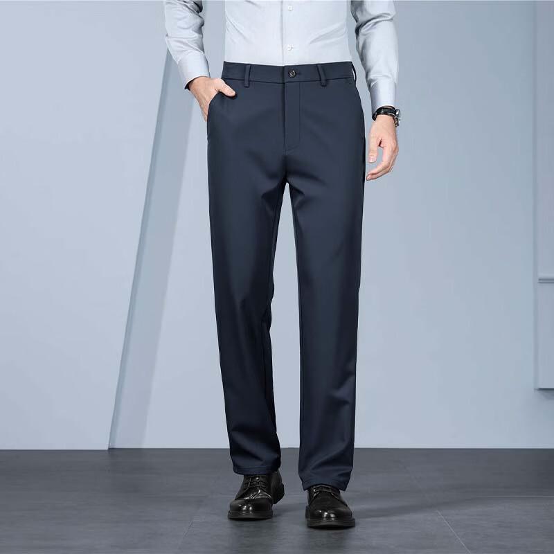ROMON Men's Straight-Leg Wrinkle-Free Business Casual Pants