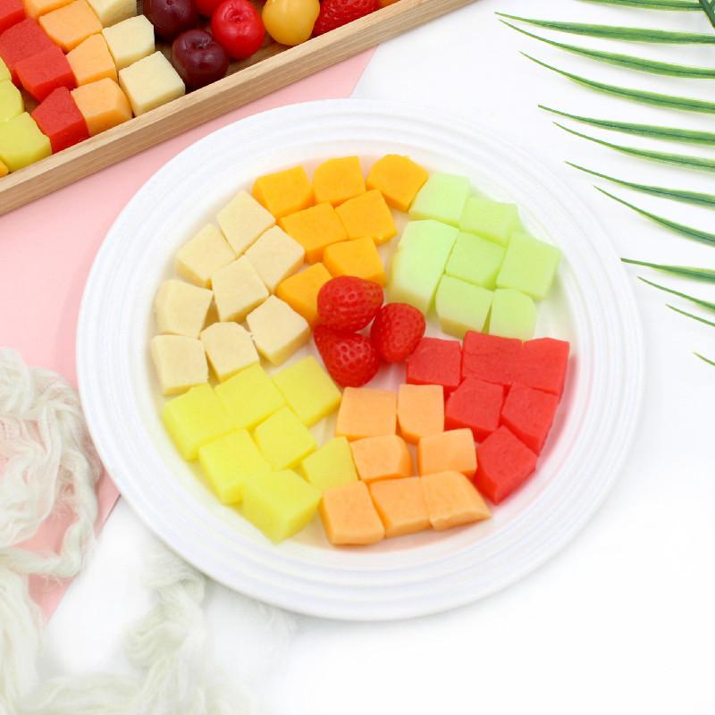 10Pc Simulation Fruit Block PVC Fake Strawberry Hami Melon Granules Artificial Food Model Crafts Photo Props DIY Cake Decoration