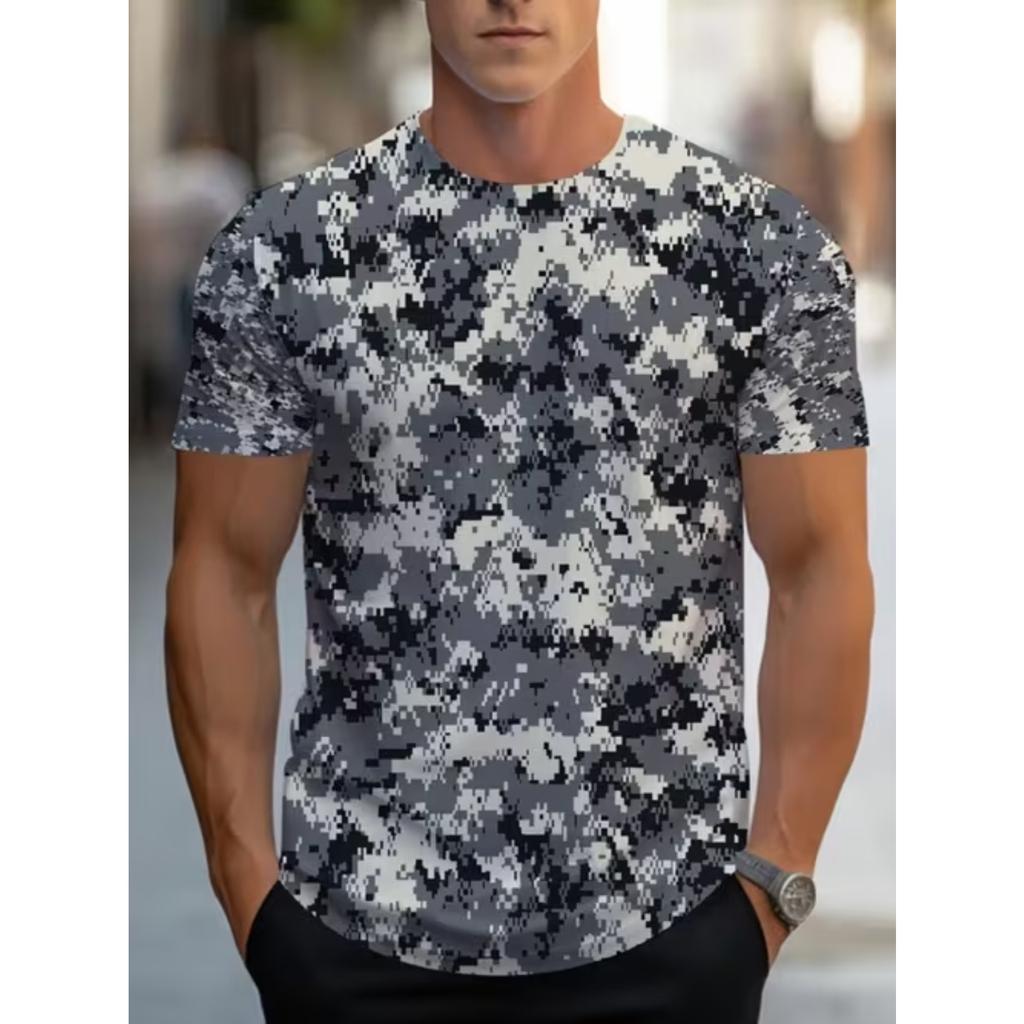 New Summer Men's Fashion T-shirt Personality Simple Pattern Printed Men's T-shirt Top