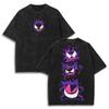 Pokmon Anime  Summer New Washed Tshirt Gengar Pattern Harajuku Unisex  Harajuku Loose Shortsleeved YK Harajuku Shirt
