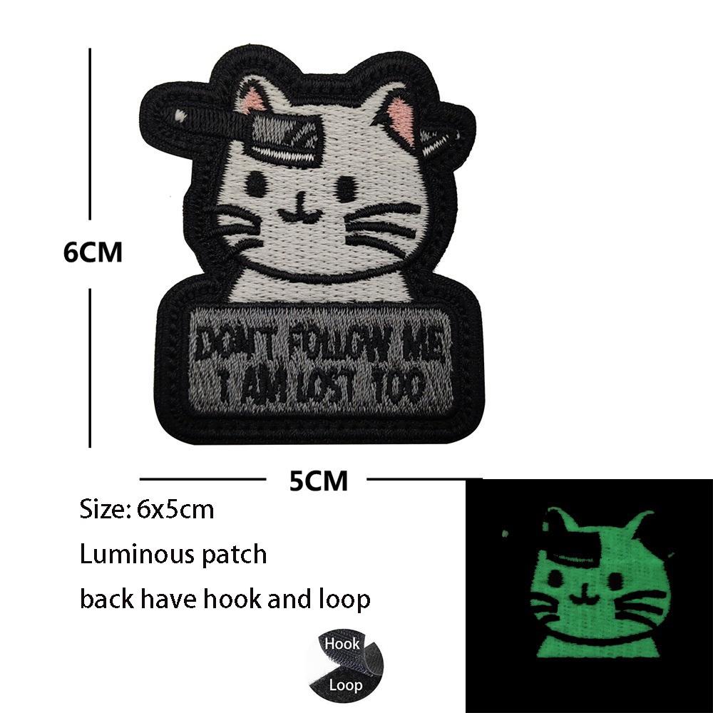 

Hot Selling Personality Creative Halloween Glow Kitten Armband Funny Cartoon Glow-in-the-dark Cat Embroidered Backpack Patches